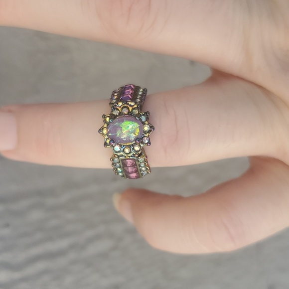New Purple Fire Opal & Amethyst Rainbow Hematite Ring. - Picture 10 of 12